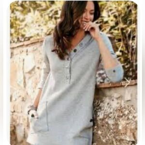 Soft Surroundings Half Button Downtime Henley Pockets Tunic Top